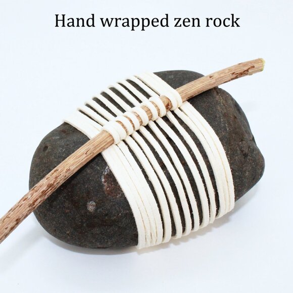 "Eternal Beauty" Wrapped Rock with twig handmade in Canada - Meditation stone - Picture 7 of 7